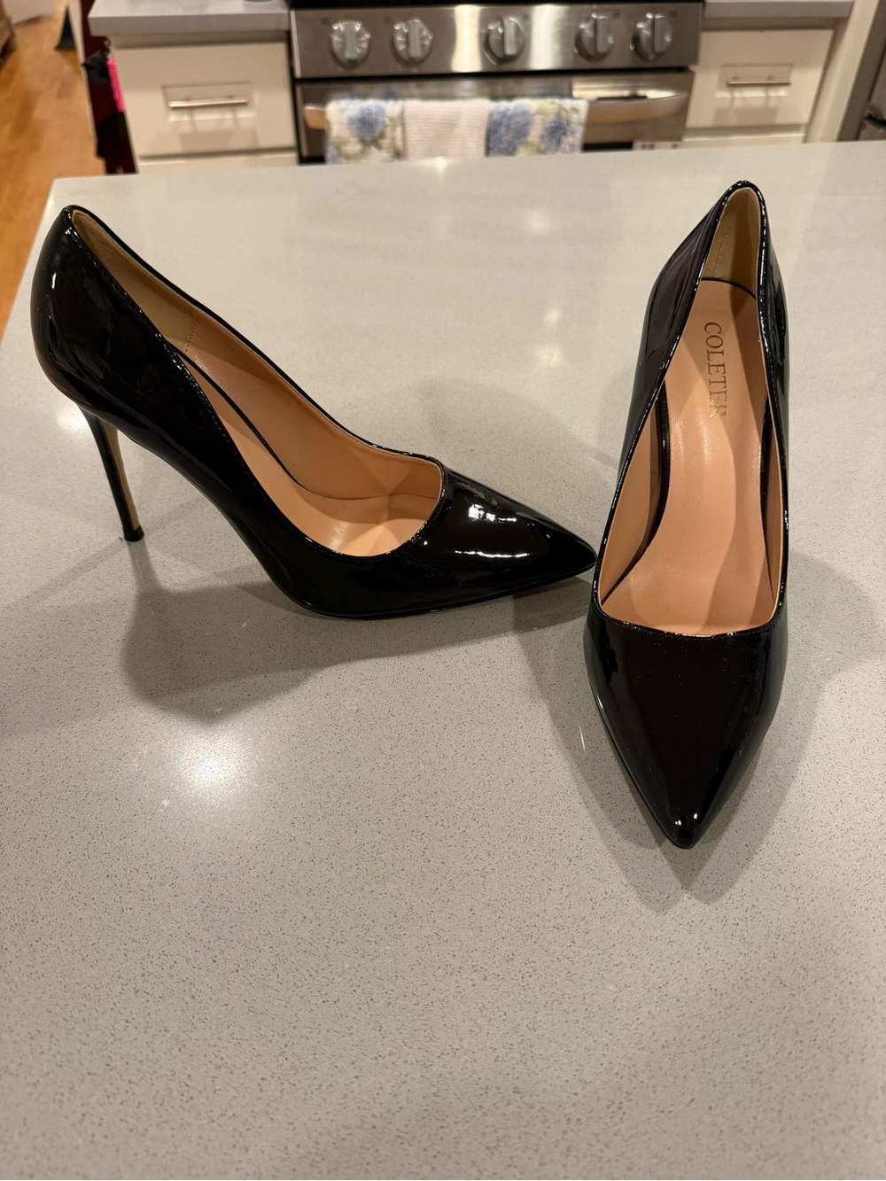 Black Patent Pointed-Toe Stiletto Pumps